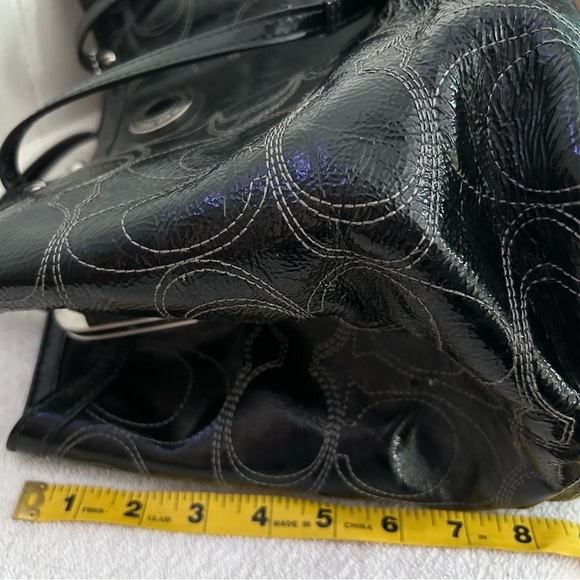 COACH Glossy Logo Satchel Handbag - Picture 4 of 12